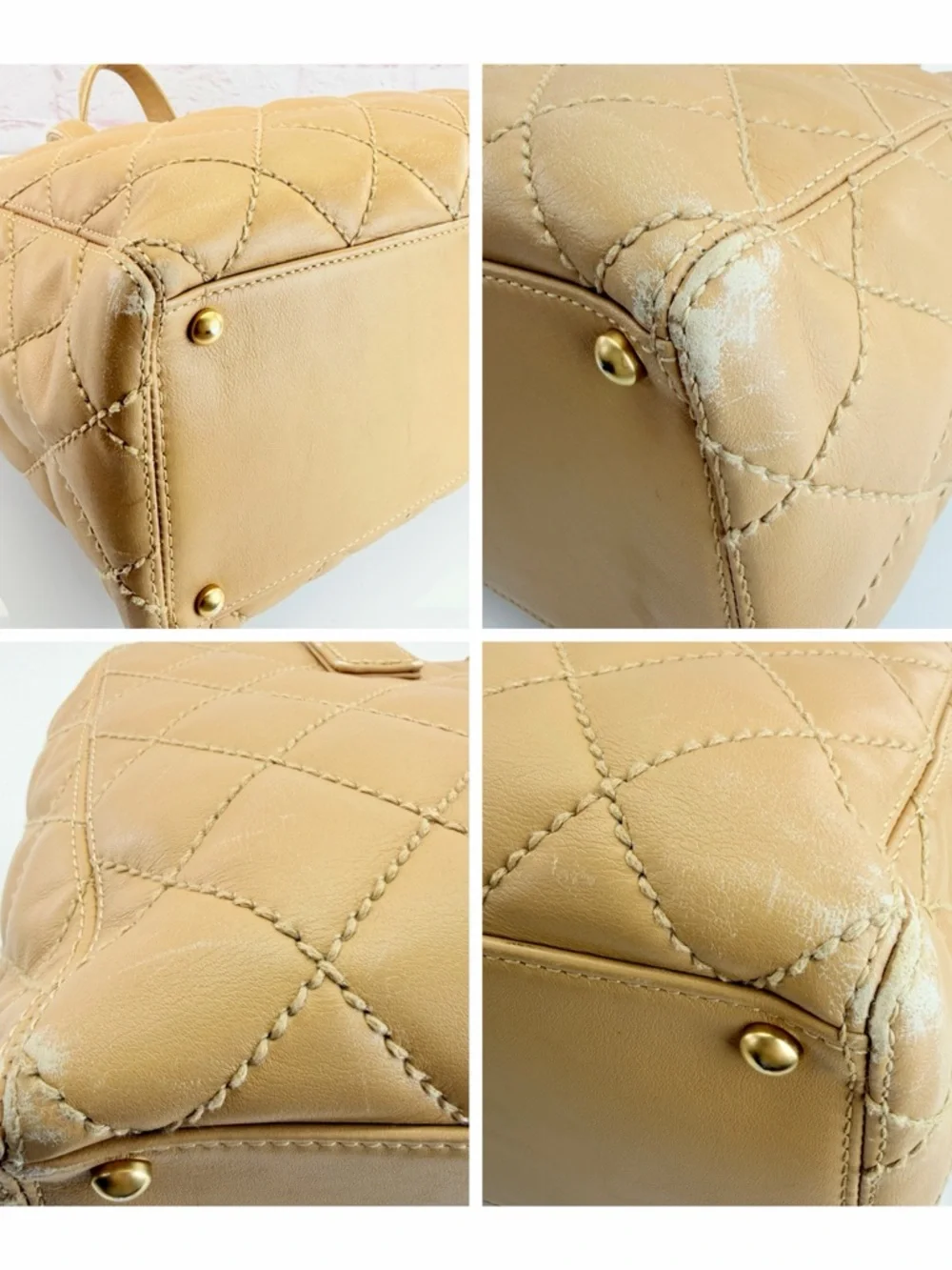 CHANEL Quilted Wild Stitch Tan Calfskin Leather Tote - Picture 15 of 16
